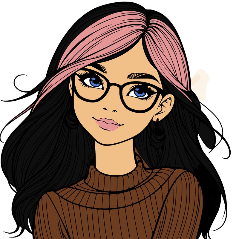 realistic girl with glasses