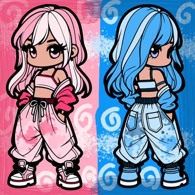 girl in crop top and baggy pants