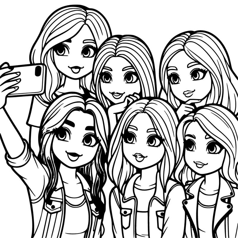 group of girls taking a selfie