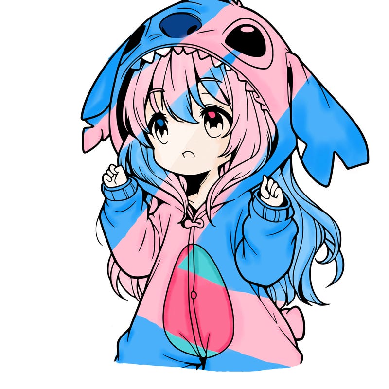 anime girl in a stitch onsie