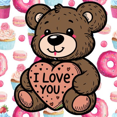teddy bear holding an i love you heart