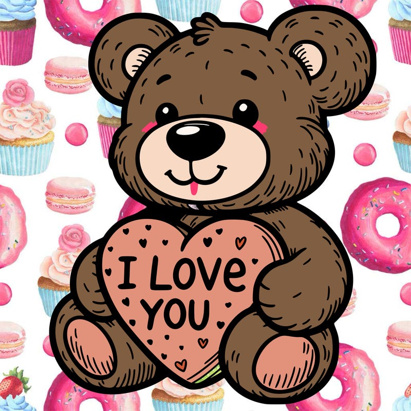 teddy bear holding an i love you heart