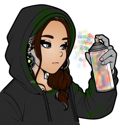 a realistic girl, spray painting