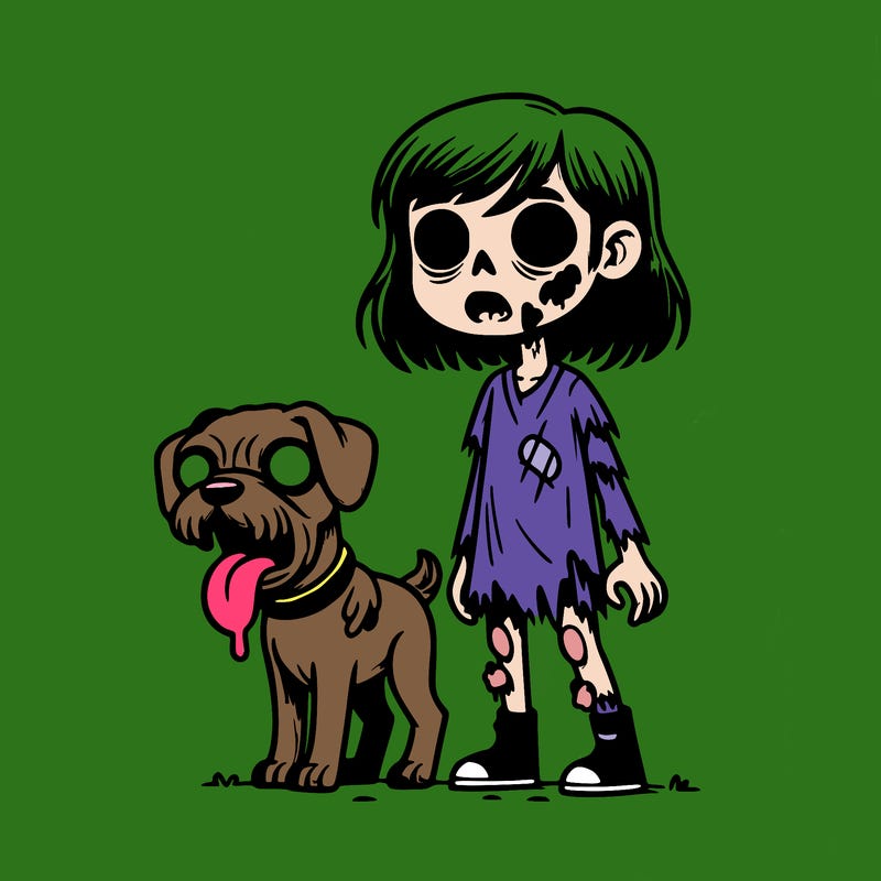 zombie girl with zombie dog