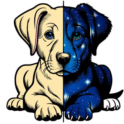 realistic dog split picture