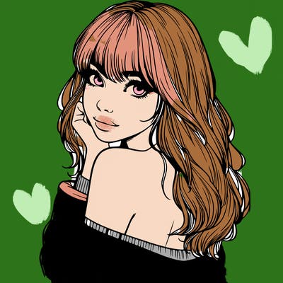 realistic girl with bangs looking over her shoulder