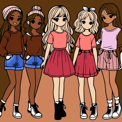 a group of five girls