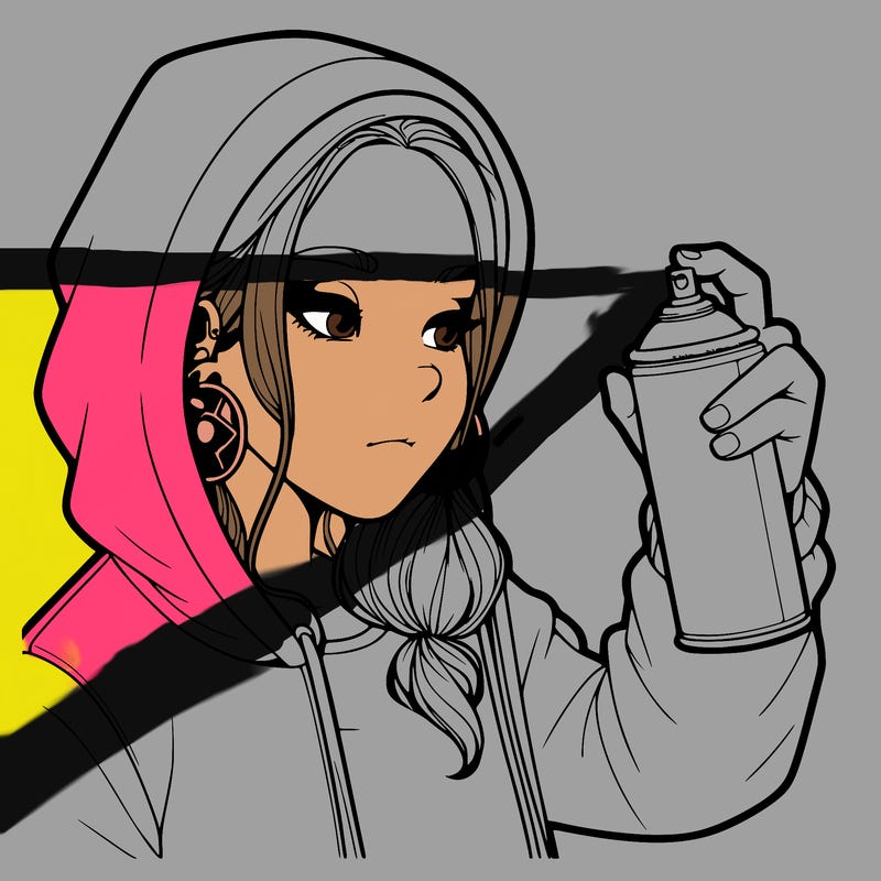 a realistic girl, spray painting