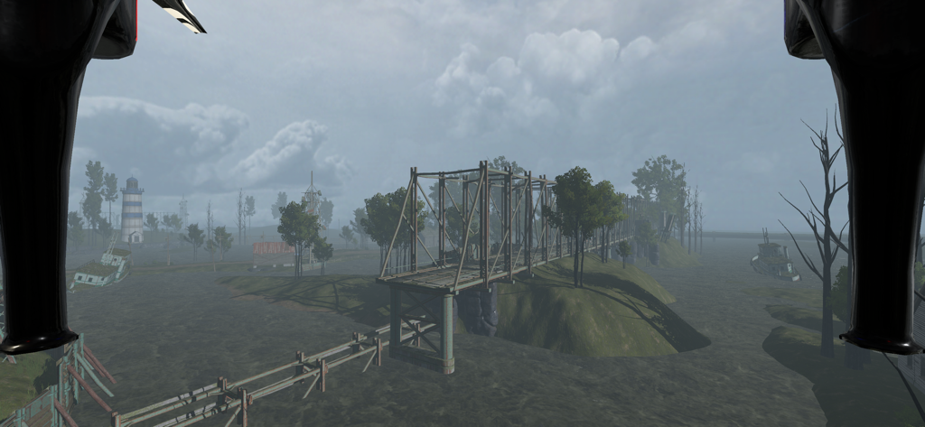 Drone Simulator Realistic UAV - Vuelo de dron FPV sobre un río y un puente en Drone Simulator Realistic UAV