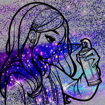 a realistic girl spray painting