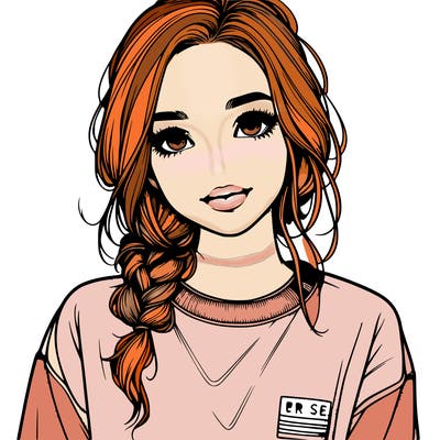 realistic girl with sweat shirt on