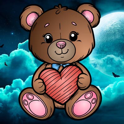 teddy bear, holding a heart