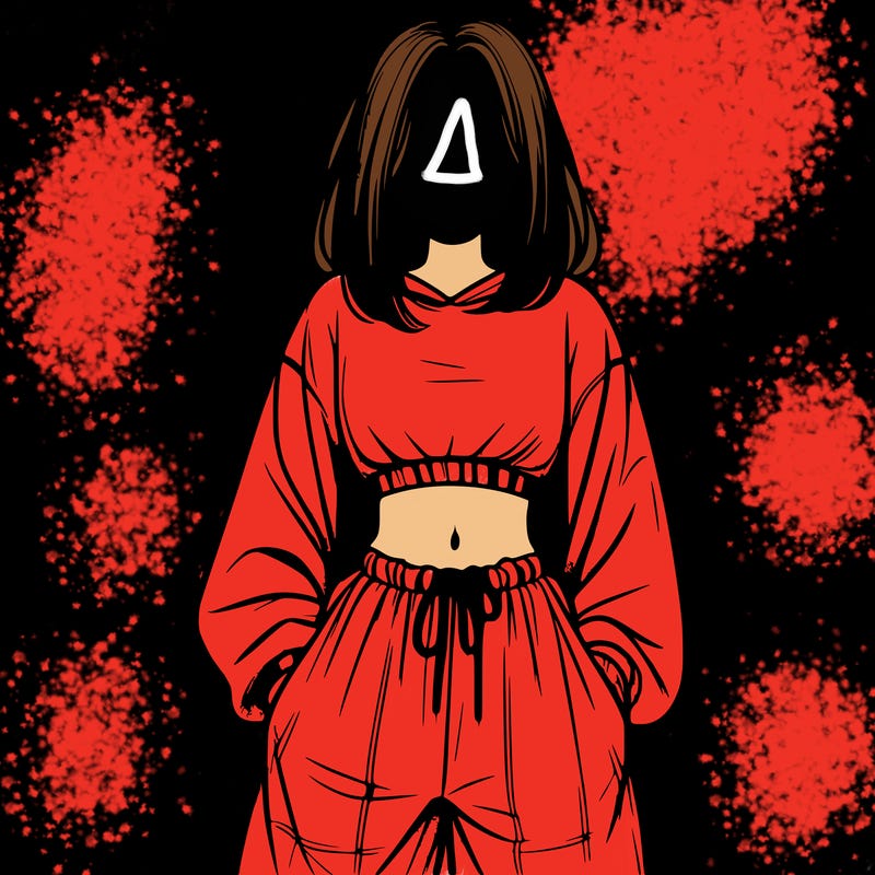 realistic girl faceless with baggy pants and a crop top