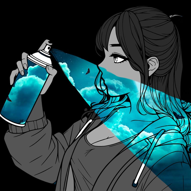 a realistic girl spray, painting