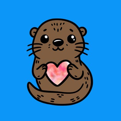 otter with a heart