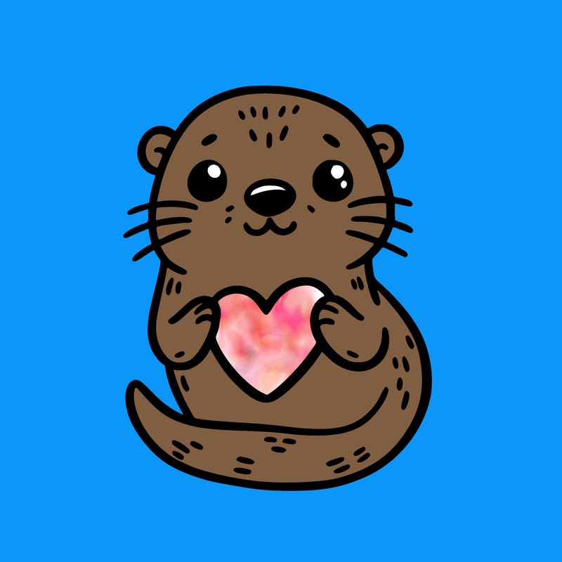 otter with a heart
