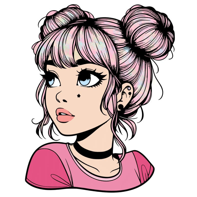 realistic girl with spacebuns