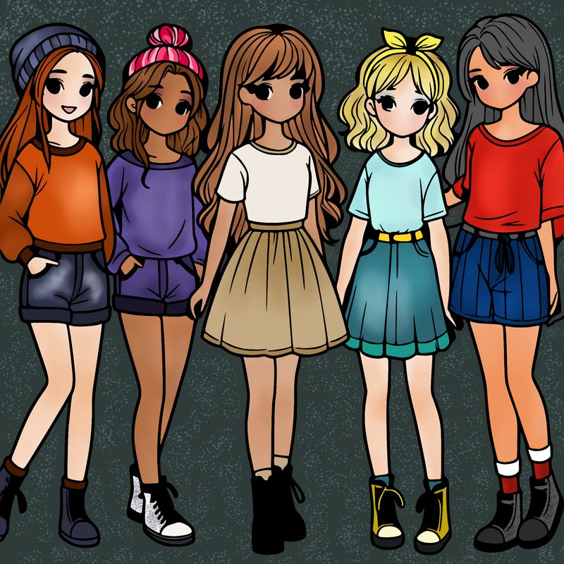a group of five girls