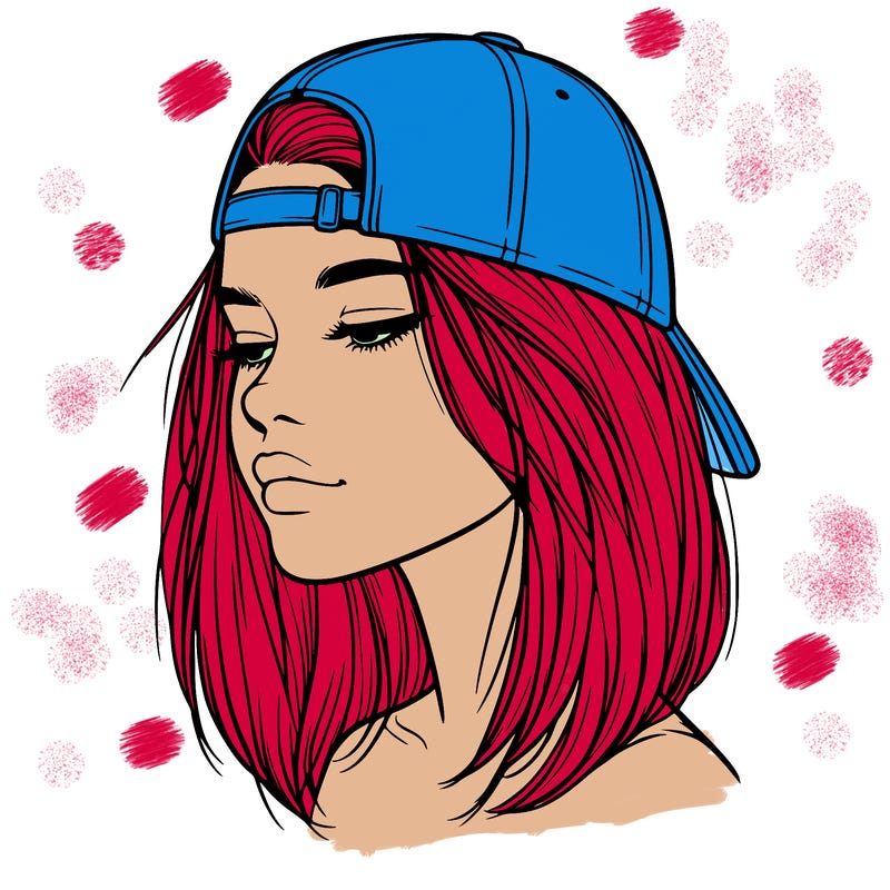 realistic  girl with a backwards hat