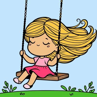 girl swinging on a swing with her hair blowing in the wind