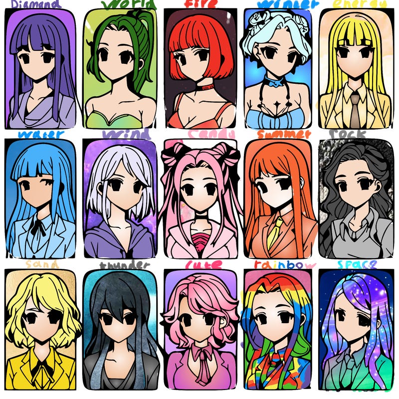 girls that look diffrent anime