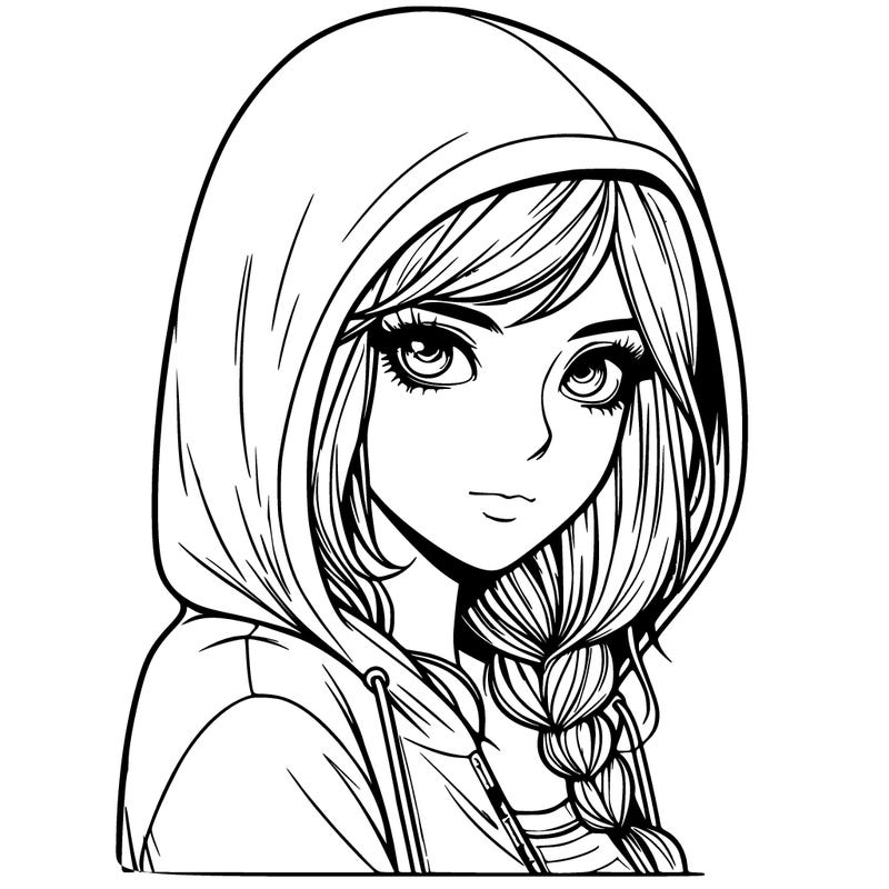 realistic girl with hood on