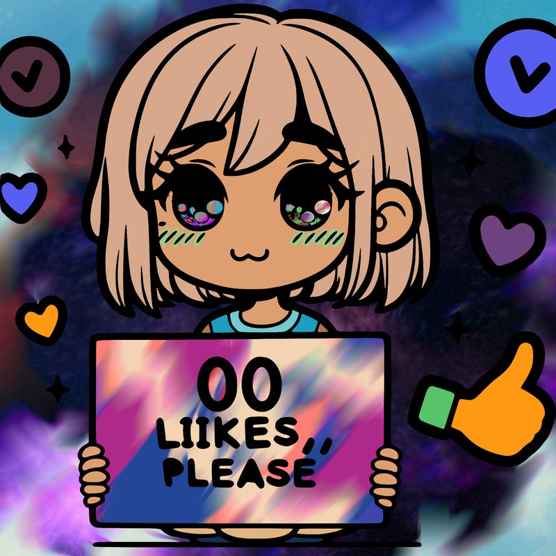 a girl with a sign saying 100 likes, please