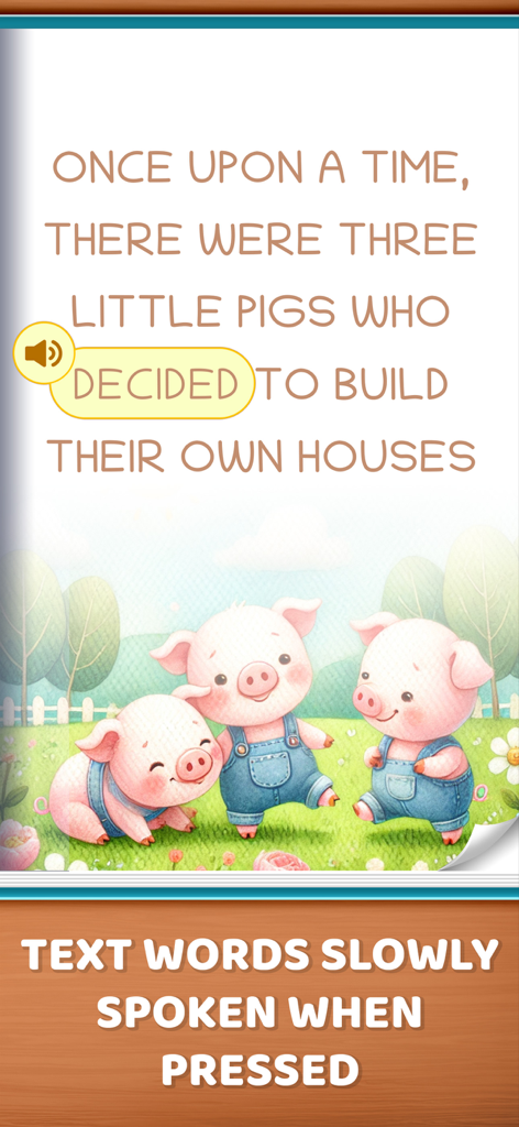 Learn to Read: Early Readers - A story page in the reading app with a word highlighted for audio playback