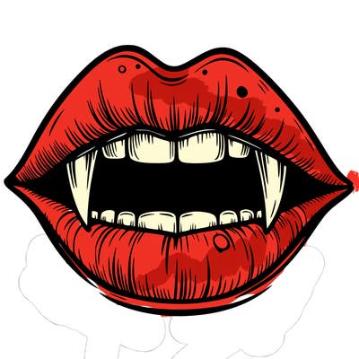 lips with vampire teeth