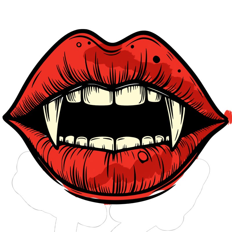 lips with vampire teeth