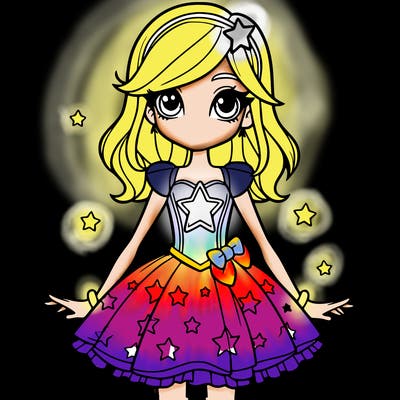 realistic girl in a star dress