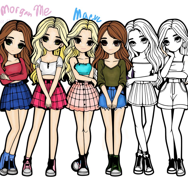 a group of girls realistic