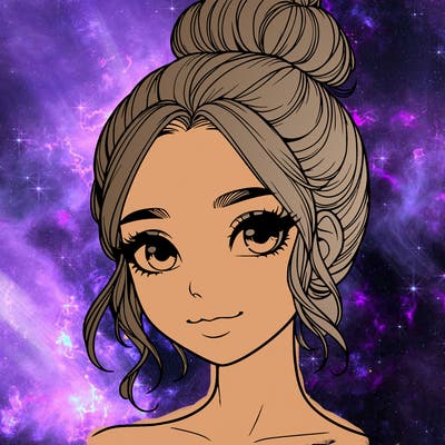 realistic pretty girl with hair in bun