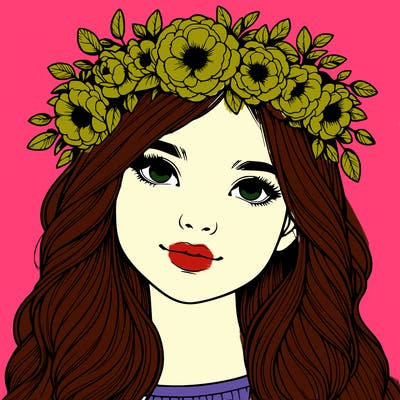 realistic girl with flower crown