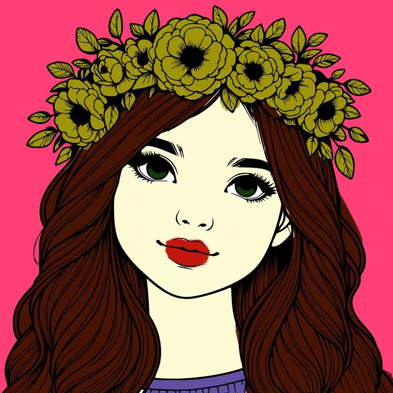 realistic girl with flower crown