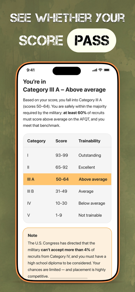 2026 ASVAB Practice Test Prep - ASVAB practice test score results and categories screen