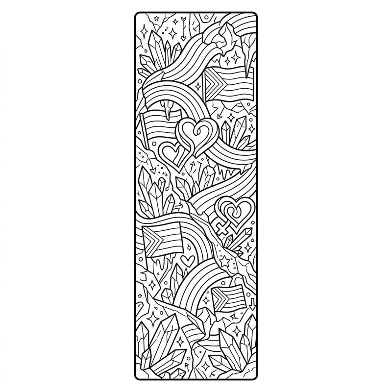 Celebrate love and diversity with this stunning Black Ice Pride bookmark coloring page. Adorned with icy crystals, hearts, and rainbow motifs, it's perfect for marking your favorite stories with a personal touch.