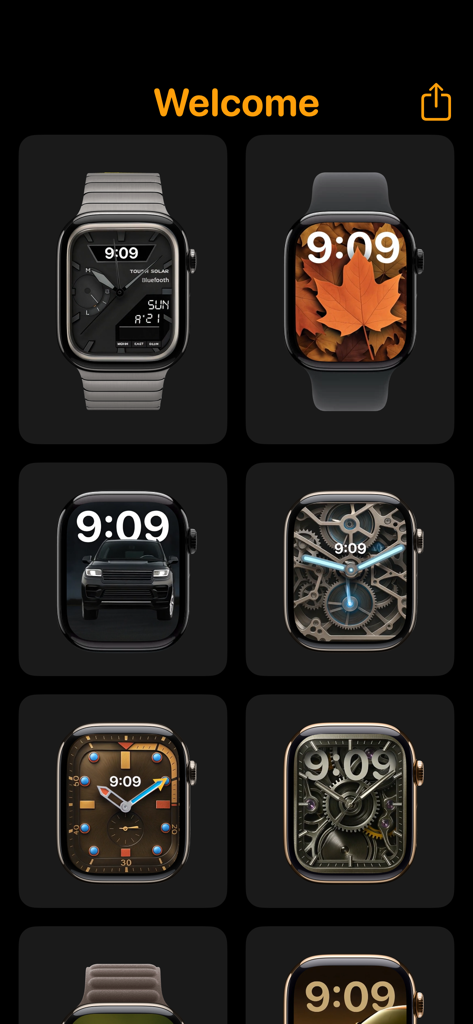 Apple Watch用の美しいラグジュアリーなウォッチフェイスデザインのグリッド。