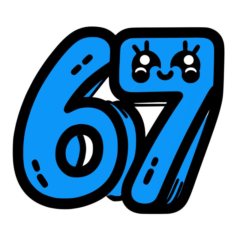 the numbers 67