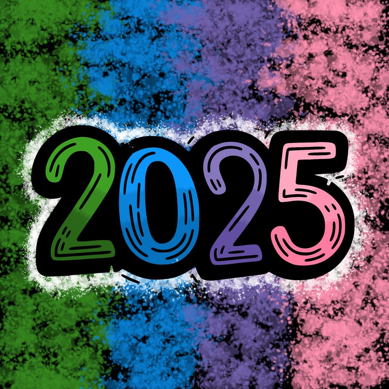 one line scrawled numbers sketch design “2025”