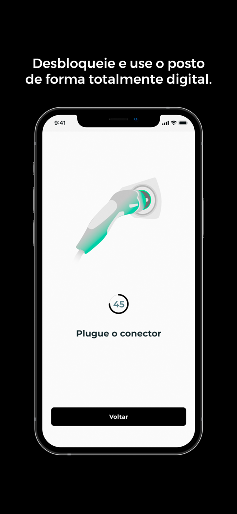 ChargeOn - ChargeOn app screen showing instructions to plug in an electric vehicle connector for digital charging