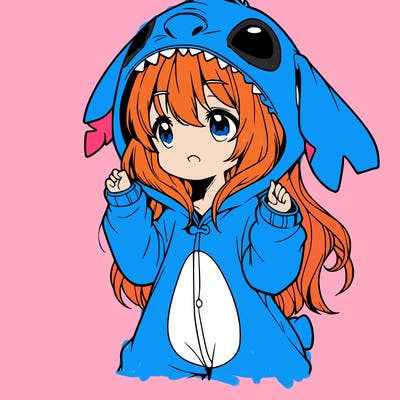 anime girl in a stitch onsie