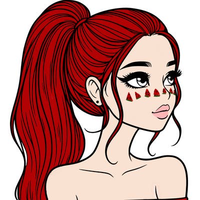 a beautiful and realistic girl with a high pony tail