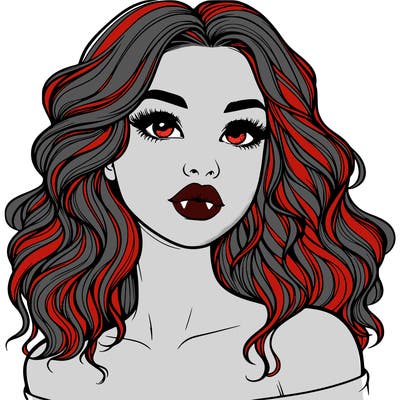 realistic girl with wavy hair and lips
