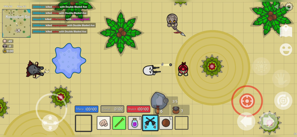 Thelast.io - Battle Royale - Top-down view of 2D characters engaging in battle in Thelast.io Battle Royale