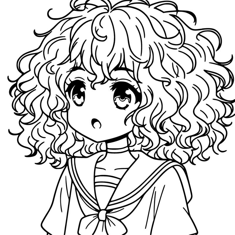 girl with curly hair anime