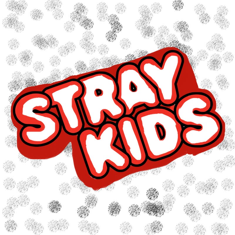 bubble letters saying stray kids