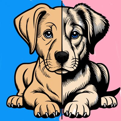 realistic dog split picture