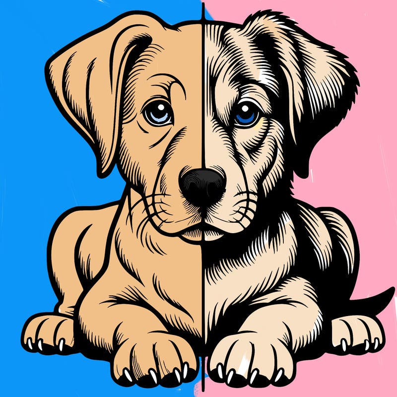 realistic dog split picture