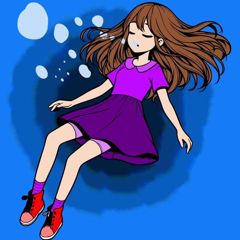 realistic girl floating